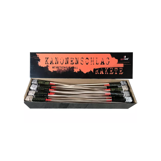 Kanonenschlag-Raketen 24 Stück (Stahlkäfig)