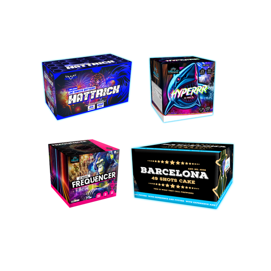 FEUERWERK 4ER PAKET: BARCELONA, HYPERRR, FREQUENCER & HATTRICK